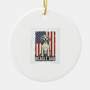 Beagle Dad Patriotic Vintage Dog Shirt Design_1 Ceramic Ornament
