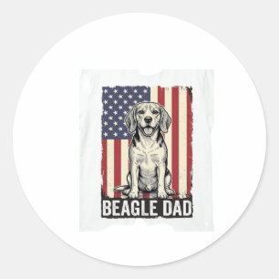 Beagle Dad Patriotic Vintage Dog Shirt Design_1 Classic Round Sticker