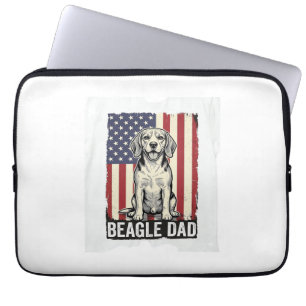 Beagle Dad Patriotic Vintage Dog Shirt Design_1 Laptop Sleeve