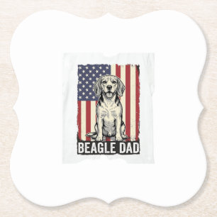 Beagle Dad Patriotic Vintage Dog Shirt Design_1 Paper Coaster