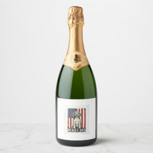 Beagle Dad Patriotic Vintage Dog Shirt Design_1 Sparkling Wine Label