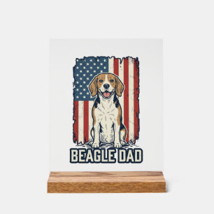 Beagle Dad Patriotic Vintage Engraving Dog Design_ Acrylic Sign