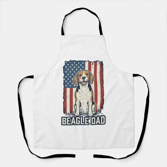 Beagle Dad Patriotic Vintage Engraving Dog Design_ Apron (Front)