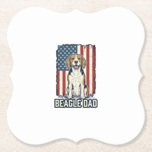 Beagle Dad Patriotic Vintage Engraving Dog Design_ Paper Coaster
