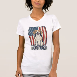 Beagle Dad Patriotic Vintage Engraving Dog Design_ T-Shirt