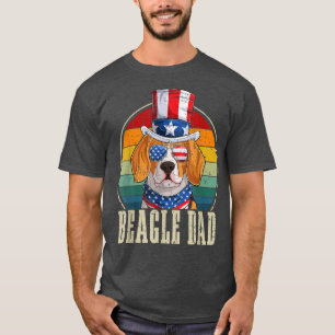 Beagle Dad Retro Sunglasses 4th Of July Usa Flag F T-Shirt