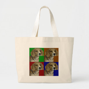 Beagle Dark Primary Colour Collage Large Tote Bag