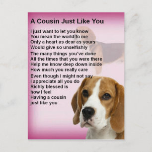 Beagle Design  Cousin Poem Postcard