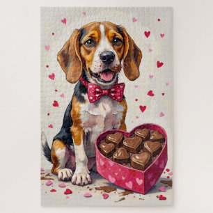 Beagle Devouring Valentine's Chocolate Box Jigsaw Puzzle