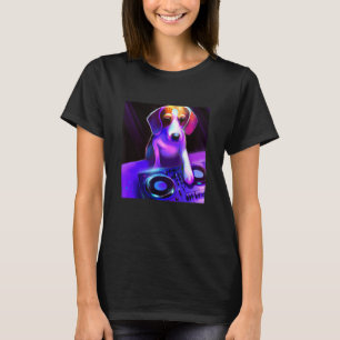Beagle DJ Vaporwave  Aesthetic Dog Men Women Boys  T-Shirt