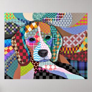 Beagle Dog 161 Multicolor Patterns Poster