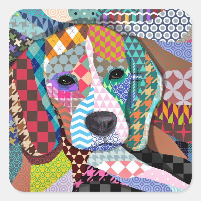 Beagle Dog 161 Square Sticker (Front)
