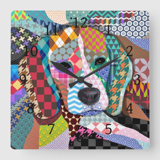 Beagle Dog 161 Square Wall Clock (Front)
