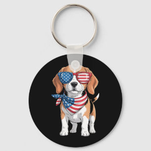 Beagle Dog Aamerican Flag Bandanna Patriotic 4th O Key Ring