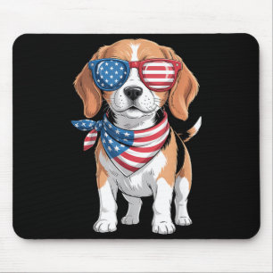Beagle Dog Aamerican Flag Bandanna Patriotic 4th O Mouse Pad