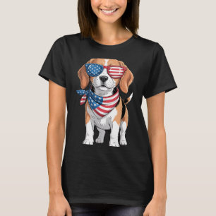 Beagle Dog Aamerican Flag Bandanna Patriotic 4th O T-Shirt