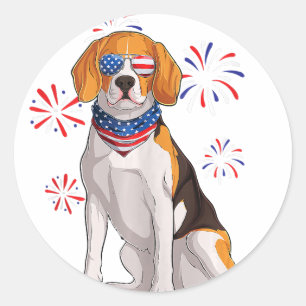 beagle dog american usa flag  men beagle lover  classic round sticker