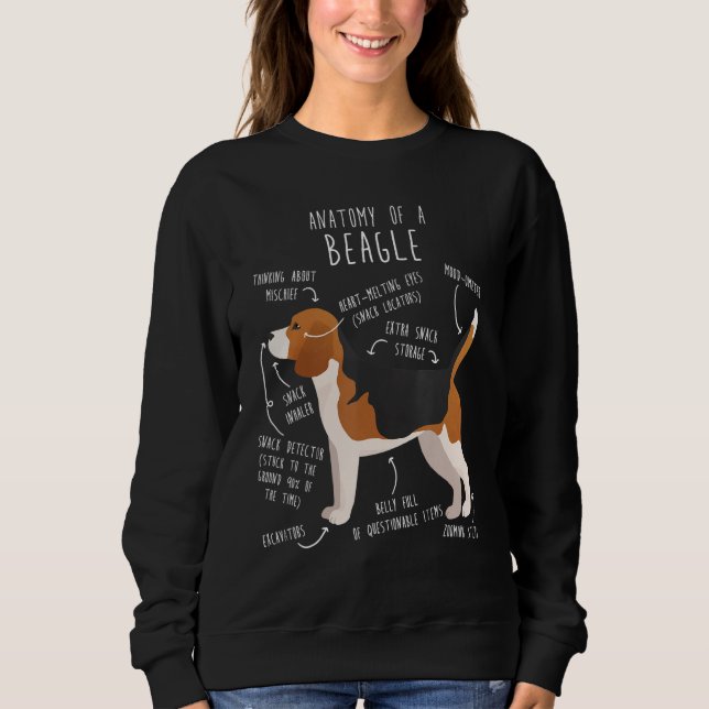 Beagle Dog Anatomy  Cute Pet  Dog Mom Dog Dad Sweatshirt (Front)