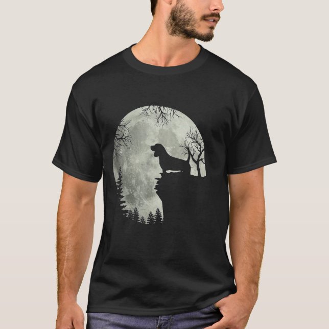 Beagle Dog And Moon Halloween -Beagle Dog Hallowee T-Shirt (Front)