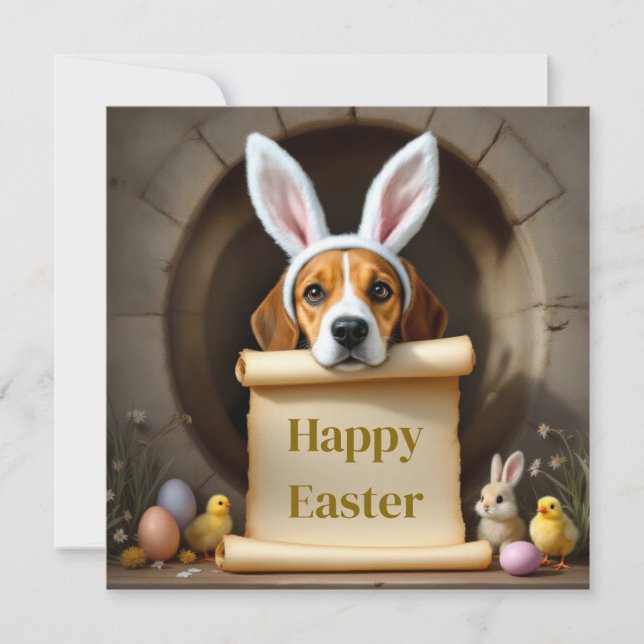 Beagle dog and the message holiday card (Front)