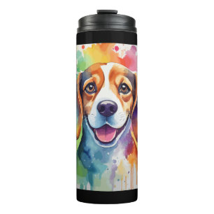 Beagle dog art design splash colour thermal tumbler