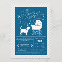 Beagle Dog Baby Shower Blue Boy