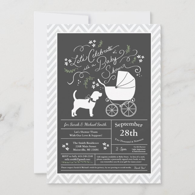 Beagle Dog Baby Shower Gender Neutral Invitation (Front)