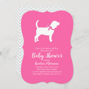 Beagle Dog Baby Shower Girl Pink Invitation