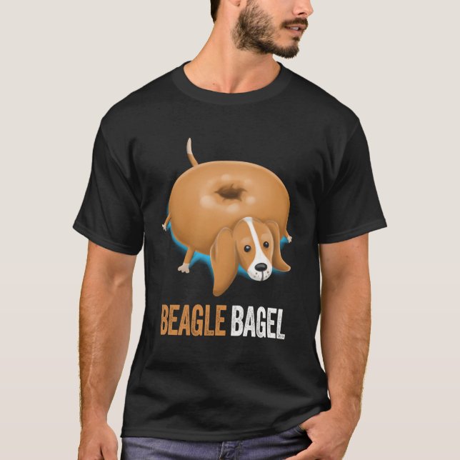 Beagle Dog Bagel Bread Pun Funny Animals T-Shirt (Front)