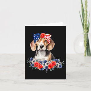 Beagle Dog Bandanna American Flag 4th Of July  Card