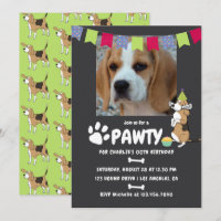 Beagle Dog Birthday photo invitation