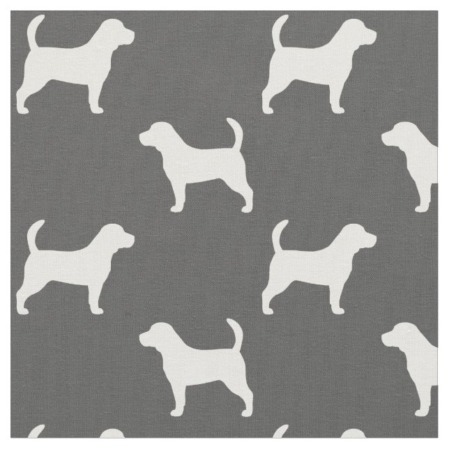 Beagle Dog Breed Silhouettes Grey and White Fabric (Close Up)