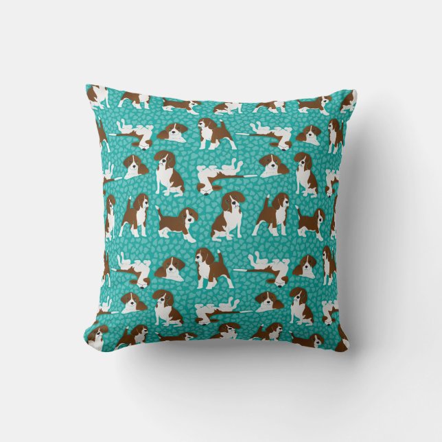 Beagle dog breed - turquoise cushion (Front)