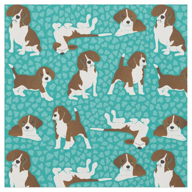 Beagle dog breed - turquoise fabric (Close Up)
