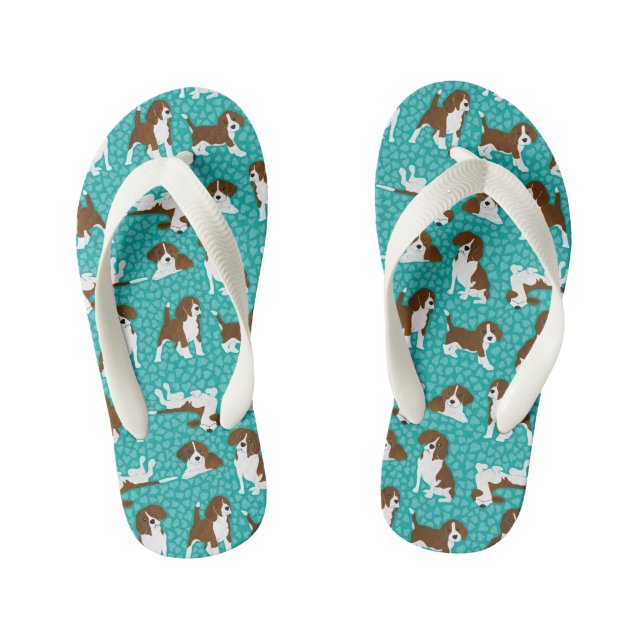 Beagle dog breed - turquoise kid's thongs (Footbed)