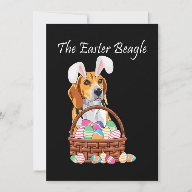 Beagle Dog Bunny Rabbit Ears Beagle Easter Announcement (Front)