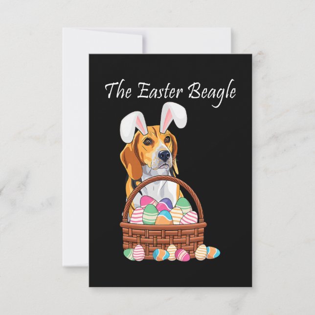 Beagle Dog Bunny Rabbit Ears Beagle Easter RSVP Card (Front)