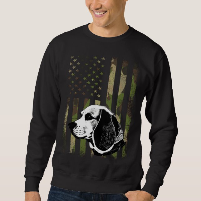 Beagle Dog Camouflage American Flag Vintage Sweatshirt (Front)