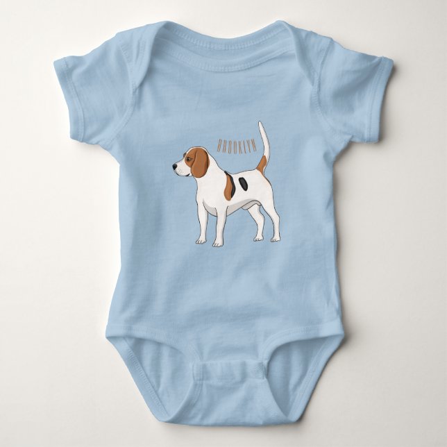 Beagle dog cartoon illustration baby bodysuit (Front)