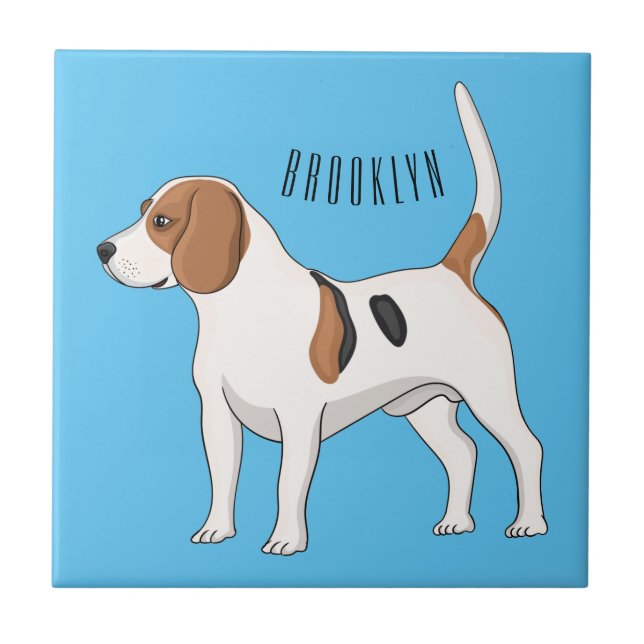 Beagle dog cartoon illustration  ceramic tile (Front)