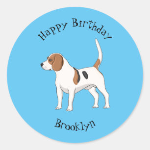Beagle dog cartoon illustration classic round sticker