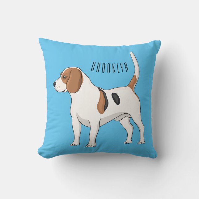 Beagle dog cartoon illustration  cushion (Front)