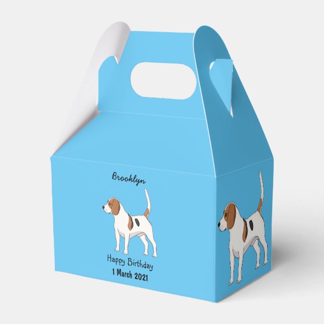 Beagle dog cartoon illustration favour box (Front Side)
