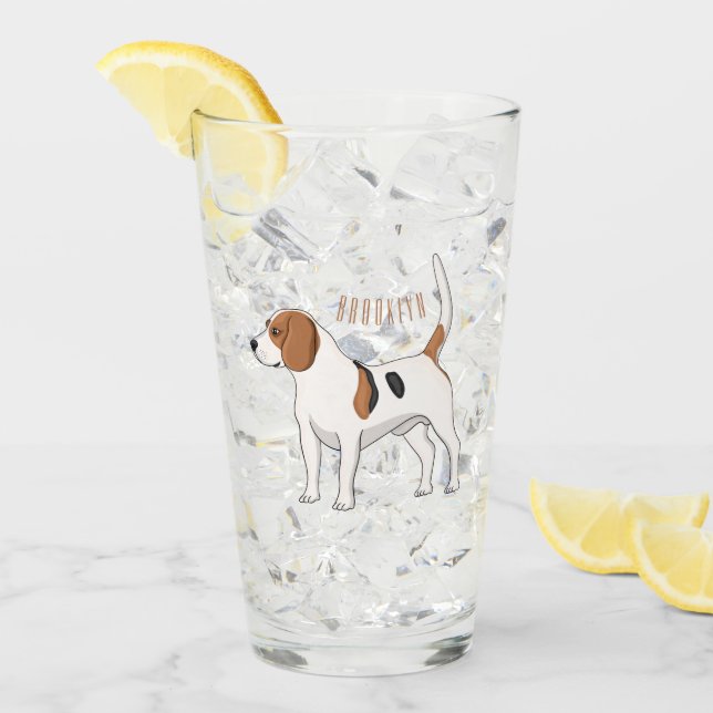 Beagle dog cartoon illustration  glass (Front Ice)