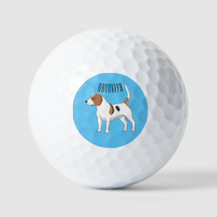 Beagle dog cartoon illustration golf balls