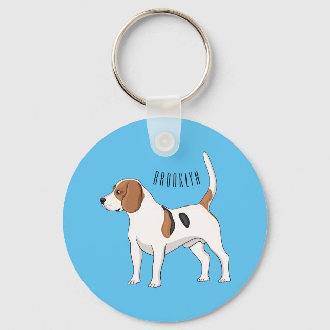 Beagle dog cartoon illustration key ring (Front)