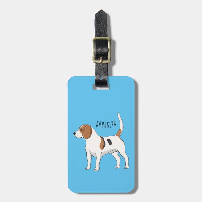 Beagle dog cartoon illustration  luggage tag (Front Vertical)