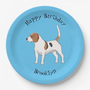 Beagle dog cartoon illustration paper plate