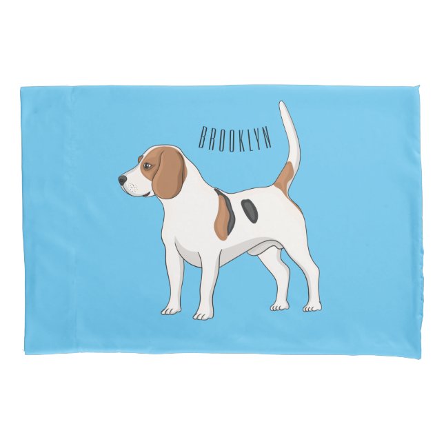 Beagle dog cartoon illustration pillowcase (Front)