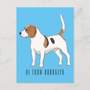 Beagle dog cartoon illustration postcard